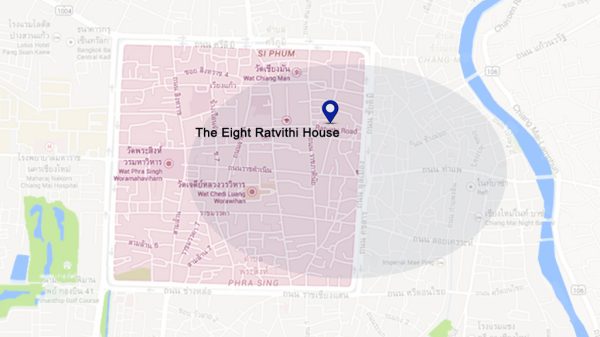 Location map of The Eight Ratvithi House in Chiang Mai