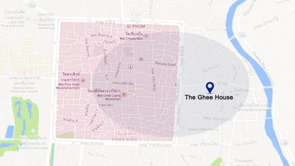 Location map of The Ghee House in Chiang Mai