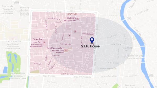 Location map of the V.I.P. House in Chiang Mai