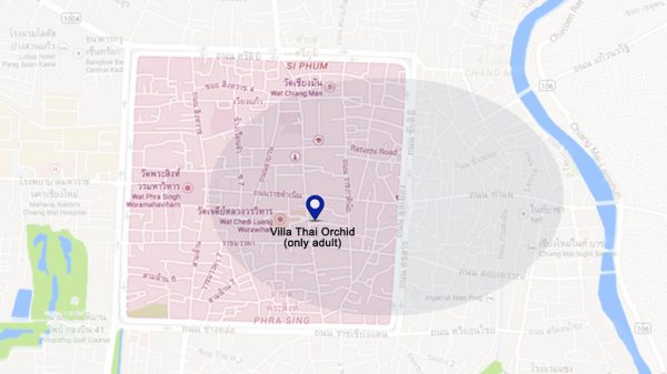 Location map of the Villa Thai Orchid, Chiang Mai