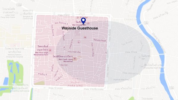 Location map of Wayside Guesthouse in Chiang Mai